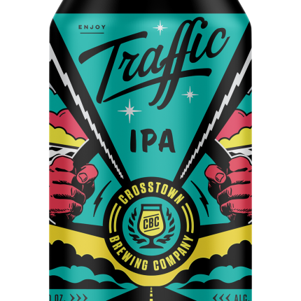 CROSSTOWN BREWING TRAFFIC IPA CAN SHAPED STICKER