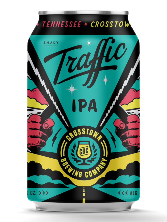 CROSSTOWN BREWING TRAFFIC IPA CAN SHAPED STICKER