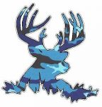 Deer Head Decal 55 - Camo Blue