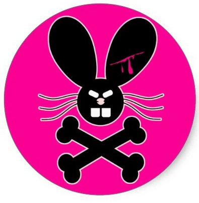 evil emo bunny crossbones sticker