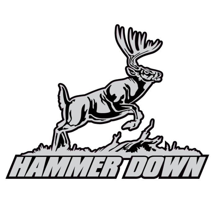 GRAY BLACK WHITE Hammer Down Whitetail Decal