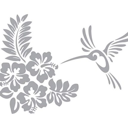 hummingbird and flowers decal