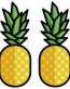Pineapple stickers food stickers PAIR