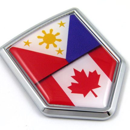 Canada Philippine Flag Crest 3D Adhesice Chrome Auto Emblem