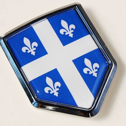 Canada Quebec Flag Crest Chrome Emblem Car Decal Fleur De Lis