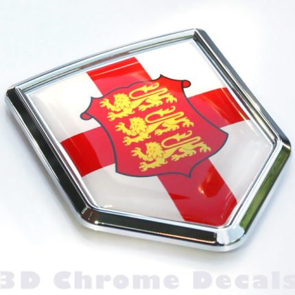 England Flag Crest of England Emblem Chrome Car Decal Sticker