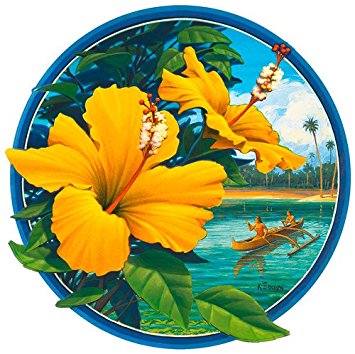 HAWAIIAN FLOWER STICKER YELLOW