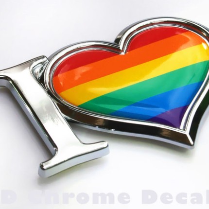 I Love Pride Decal Gay Lesbian Chrome Emblem Sticker Car Bike Badge