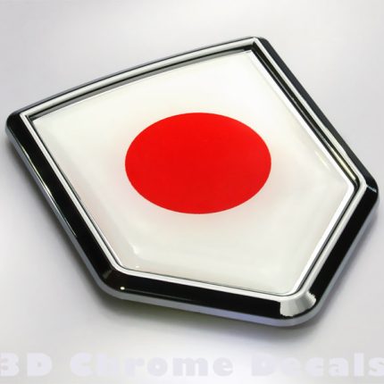 Japan Flag Crest Japanese Emblem Chrome Car Decal Sticker