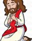 jesus praying color religious sticker