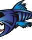 mean fish boat decal blue LEFT