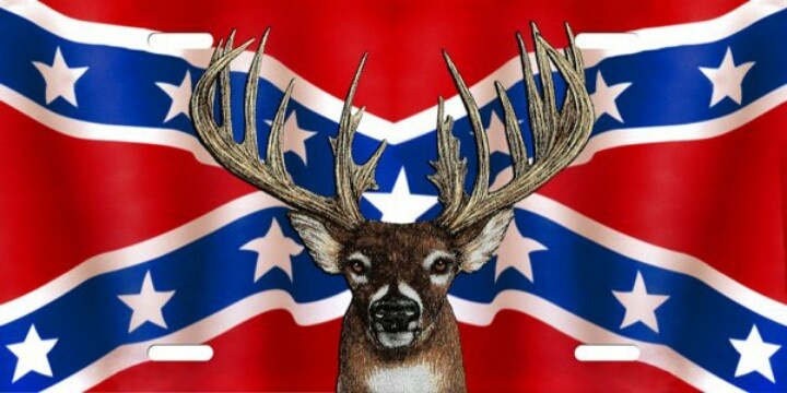 rebel flags with deer skulls