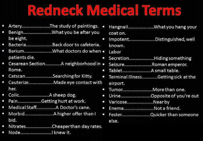 Redneck Medical Terms Sticker