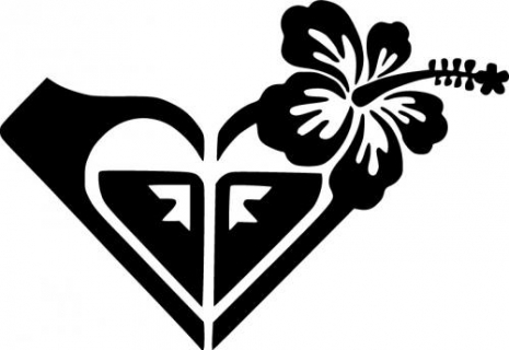 Roxy heart with hawaiian hibiscus flower