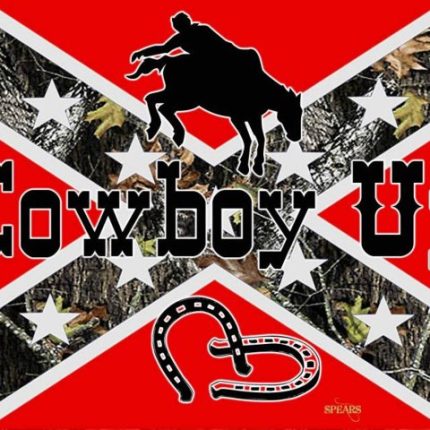 cowboy up camo rebel flag sticker