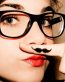 girl moustache sticker