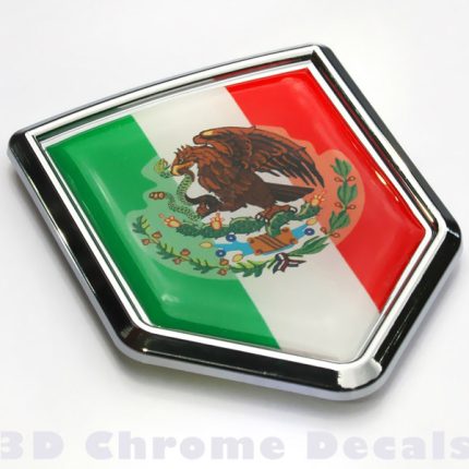 Mexico Flag Crest Mexican Emblem Chrome Car Decal Sticker