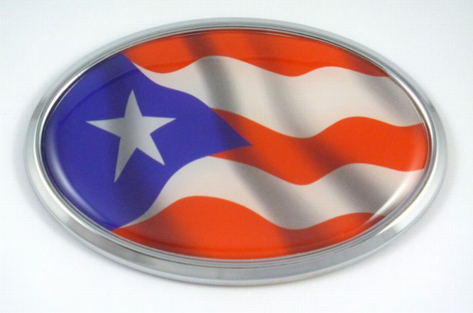 Puerto Rico Oval  Flag 3D Chrome Emblem