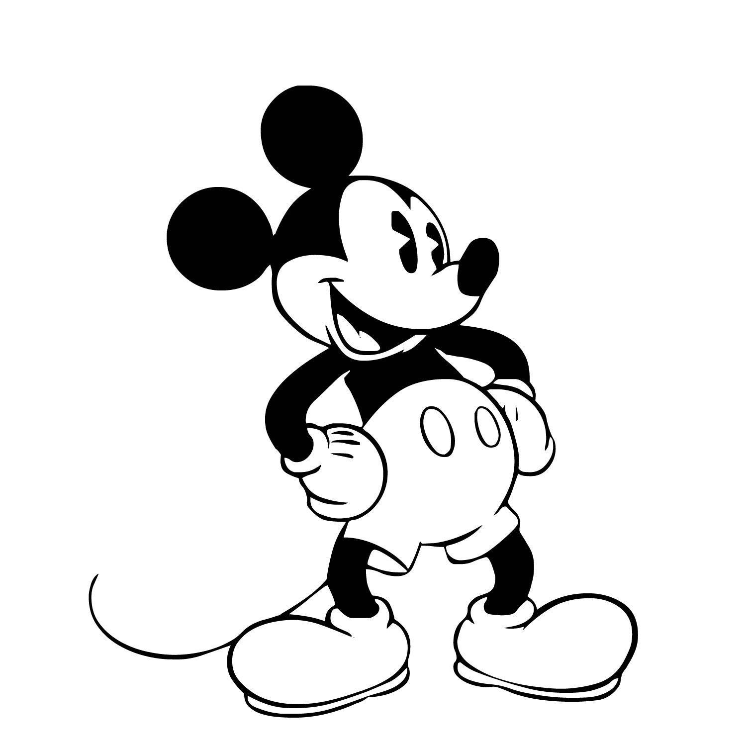 mickey mouse black and white vector