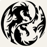 DRAGON YIN YANG B&W DECAL 2