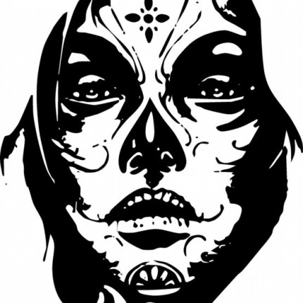 Hemp Tattooed Face Die Cut Window Wall Decal FOR GIRLS