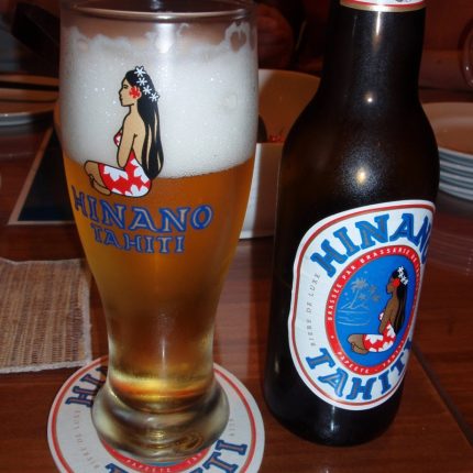 Hinano Tahiti Beer Glass and Bottle Shot