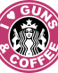 i love guns and COFFEE pink sticker