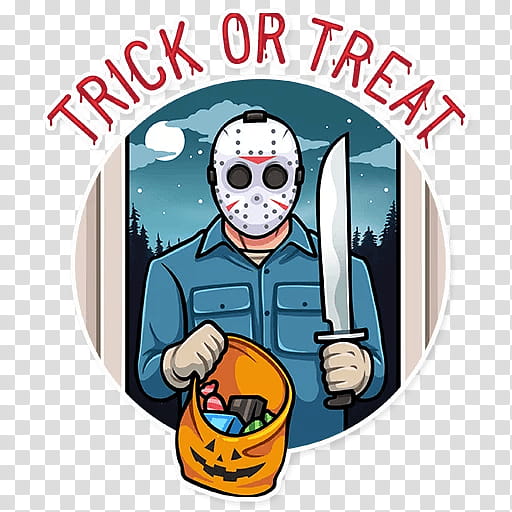 JASON FUNNY TRICK OR TREET HALOWEEN STICKER