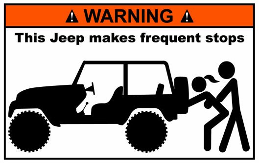 Funny warning stickers for Jeep