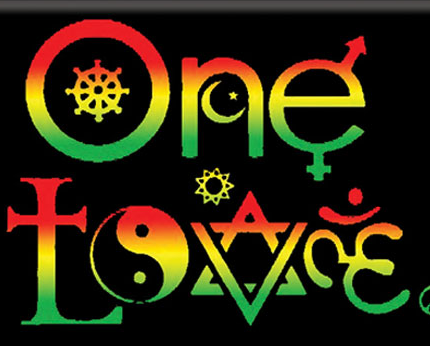 One Love Symbols rasta colors rectangle sticker