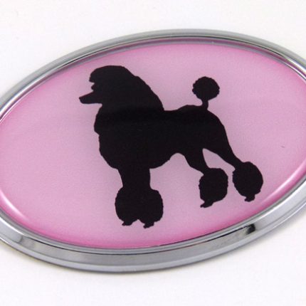 Poodle Pink Oval 3D Adhesive Chrome Emblem