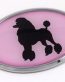 Poodle Pink Oval 3D Adhesive Chrome Emblem