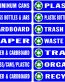 RECYCLE BIN LABELS - BLUE set of 14 stickers
