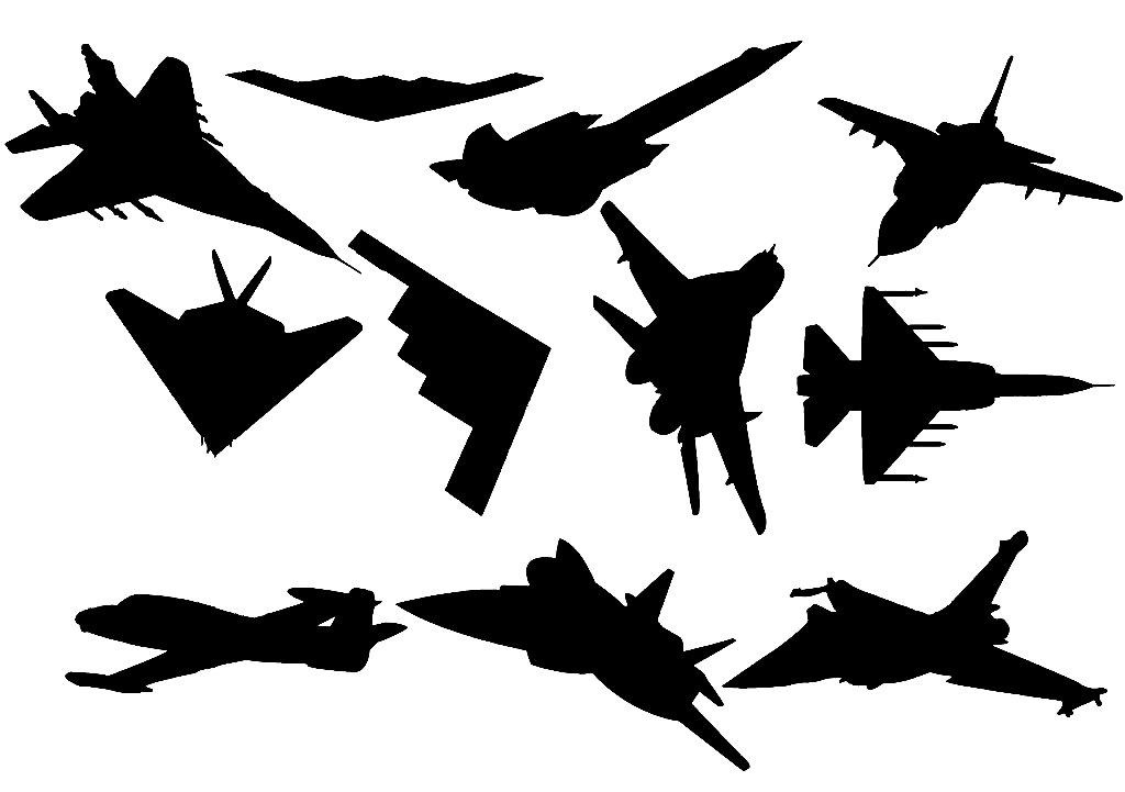 sheet of Battle airplanes silhouette stickrers - Pro Sport Stickers