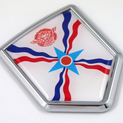 Assyrian 3D Chrome Flag Crest Emblem Car Decal