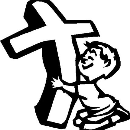 Boy Hugging cross Die Cut Vinyl Decal Sticker