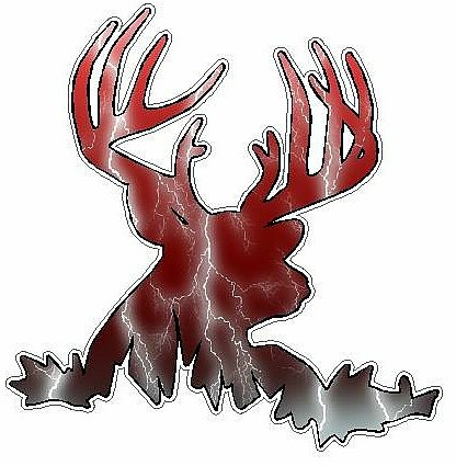 Deer Head Decal 55 - Lightning Red