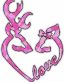 DEER HEADS HEART FILLS with LOVE camo pink