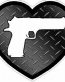 HAND GUN IN HEART FILLS diamondplate black