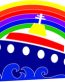 hawaiian islands cruise ship sailing under a rainbow sticker