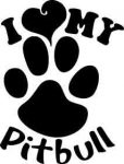 I heart my pitbull paw print die cut decal