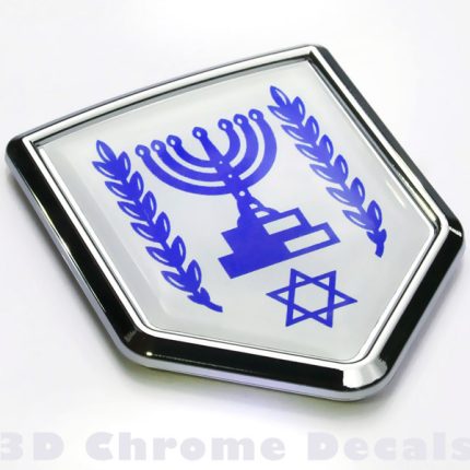 Israel Flag Crest Israeli Emblem Chrome Car Decal Sticker