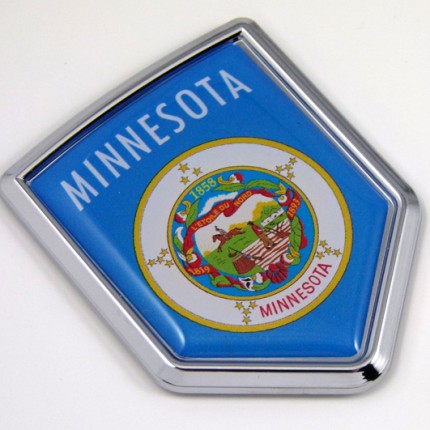 minnesota US state flag domed chrome emblem car badge decal