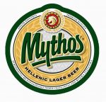 mythos lager ale round sticker