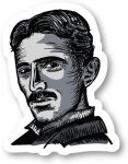 nikola tesla head shot sticker