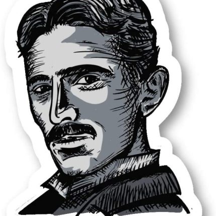 nikola tesla head shot sticker