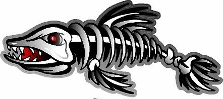 2 - 3 x 7 Fish Skeleton Decals Sticker Fishing Boat Graphics Ice Tackle  1500