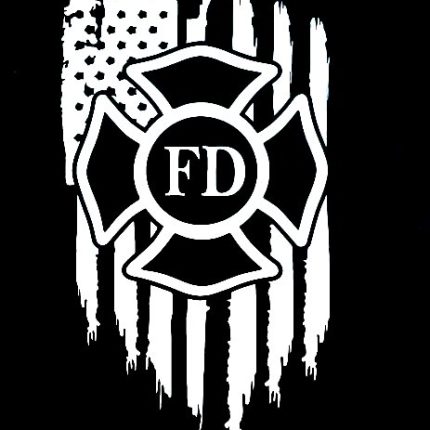 FIREFIGHTER LOGO WITH FLAG DIECUT DECAL