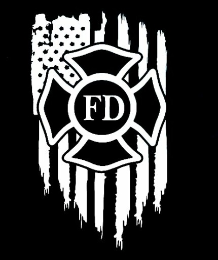 FIREFIGHTER LOGO WITH FLAG DIECUT DECAL