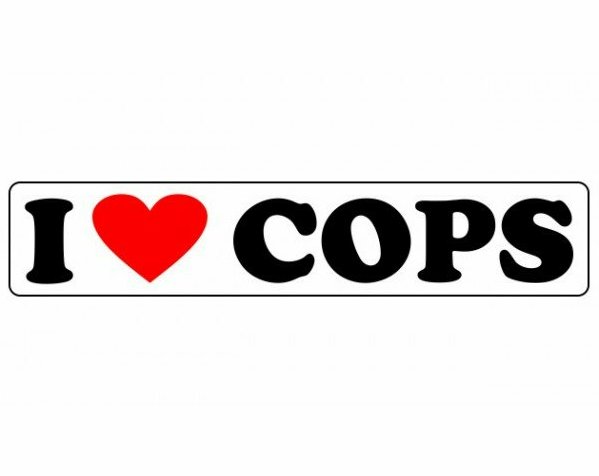 i love cops funny bumper sticker